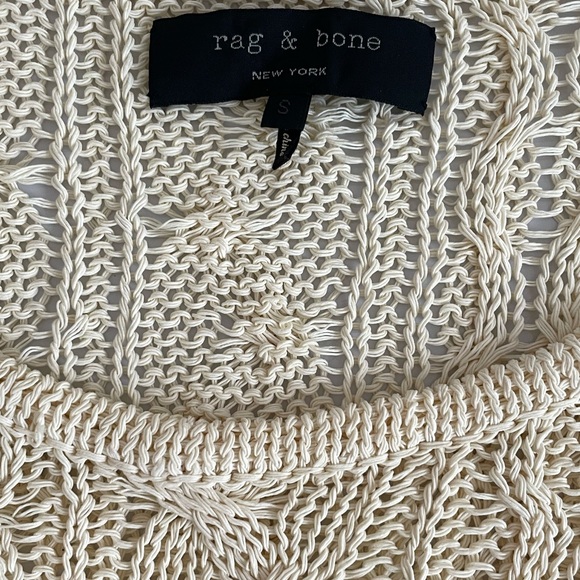 Rag & Bone Magee Cable Knit Linen Blend Sweater Short Sleeve Size: Small Ivory - Picture 8 of 9